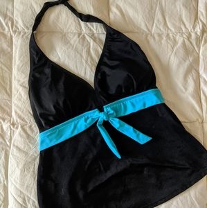 Black and Turquoise Tankini Top